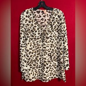 Leopard Print V-Neck Women's Top